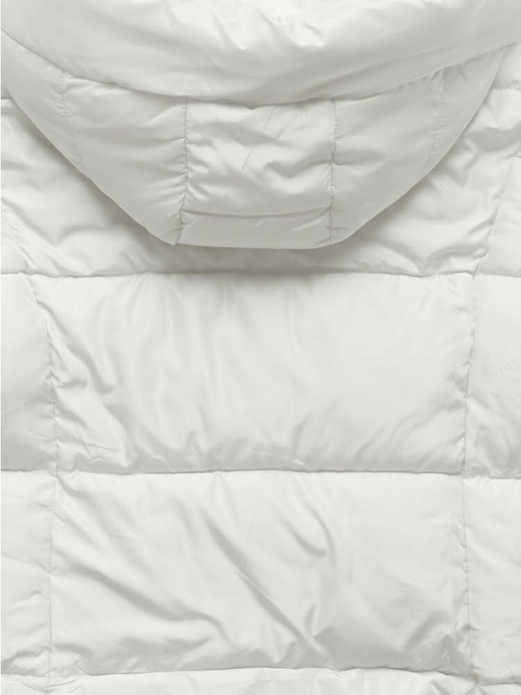 Ecru fantastyczna damska zimowa kurtka z kapturem