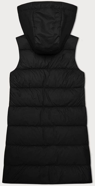 Czarny genialny pikowany damski bezrękawnik kamizelka z kapturem PLUS SIZE