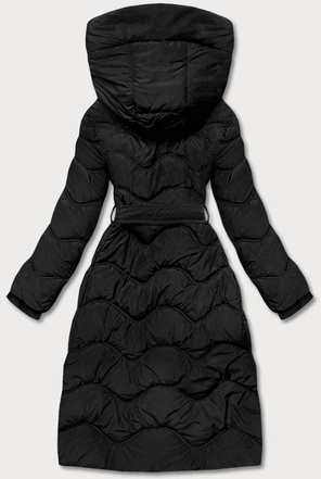 Czarna fenomenalna damska kurtka pikowana płaszcz z kapturem