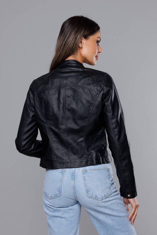 Czarna kurtka ekoskóra ramoneska wyszczuplający krój