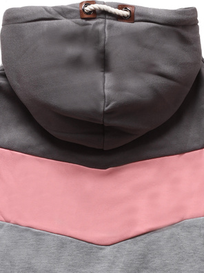 Grafit róż szary trzykolorowa genialna bluza damska z kapturem