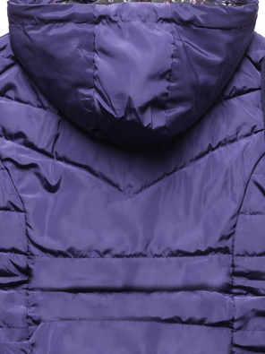 Fioletowa długa bluza damska płaszczyk z łączonych materiałów z kapturem