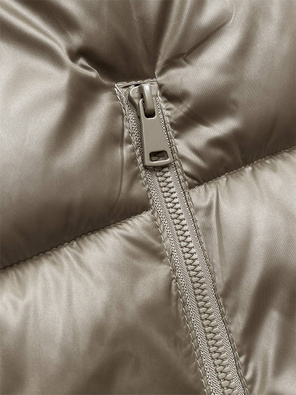 Cappuccino krótki modny puchowy bezrękawnik z kapturem