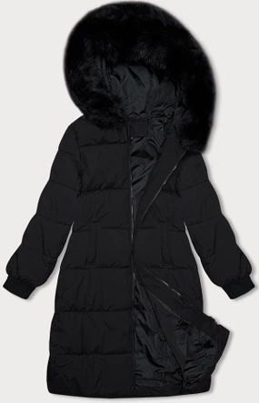 Czarna zimowa ciepła pikowana kurtka damska 