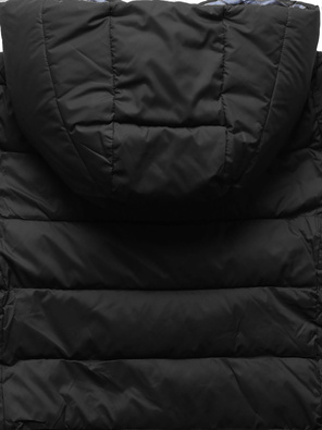 Czarna zimowa ciepła pikowana kurtka z metalicznym wnętrzem