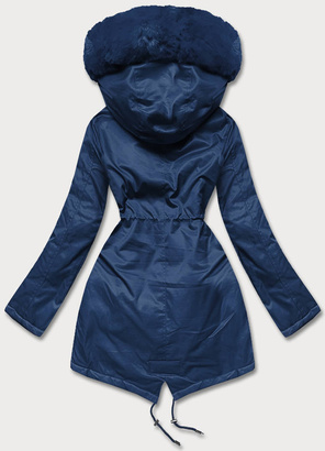 Granatowa genialna zimowa parka z futrem