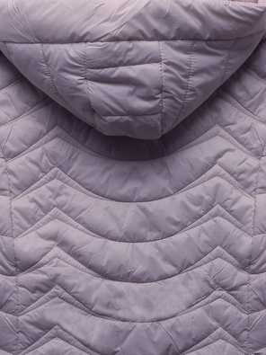 Lila twarzowa pikowana przejściowa kurtka z kapturem