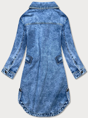 Luźna damska jeansowa kurtka/narzutka niebieska (pop5990-k)