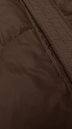 Brązowy genialny pikowany damski bezrękawnik kamizelka z kapturem PLUS SIZE