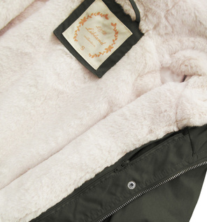 Ciemnozielona zimowa ciepła kurtka parka na futrze PLUSZIZE