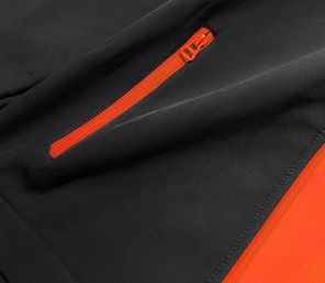 Czarno pomarańczowa kurtka na ciepłym polarze