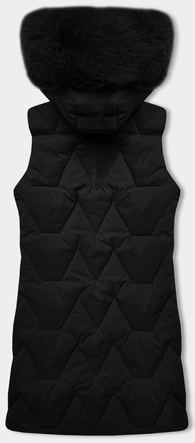 Czarny bezrękawnik kamizelka damska z kapturem