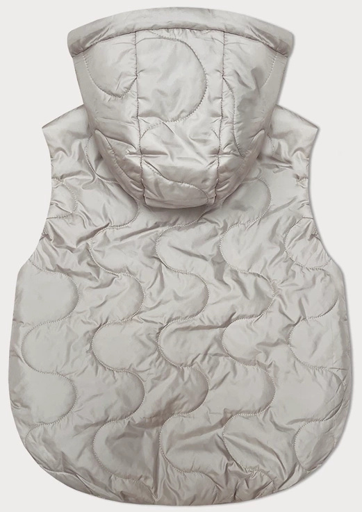 Jasnobeżowy krótki bezrękawnik kamizelka z kapturem