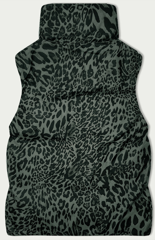 Khaki dwustronny bezrękawnik kamizelka ze stójką i regulowanym ściągaczem