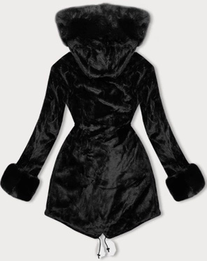 Czarna dwustronna zimowa parka płaszcz na futrze