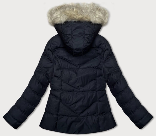 Czarna krótka pikowana zimowa kurtka z kapturem