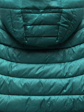 Morska zimowa kurtka pikowana z kapturem z długimi ściągaczami zapinana na suwak