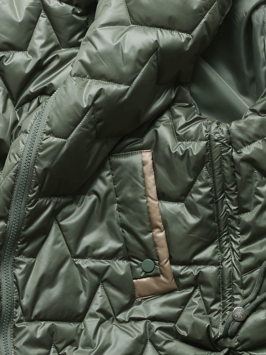 Khaki damski pikowany bezrękawnik ze stójką