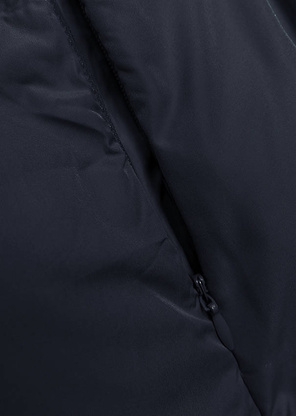 Granatowo czarny dwustronny pikowany bezrękawnik z kapturem