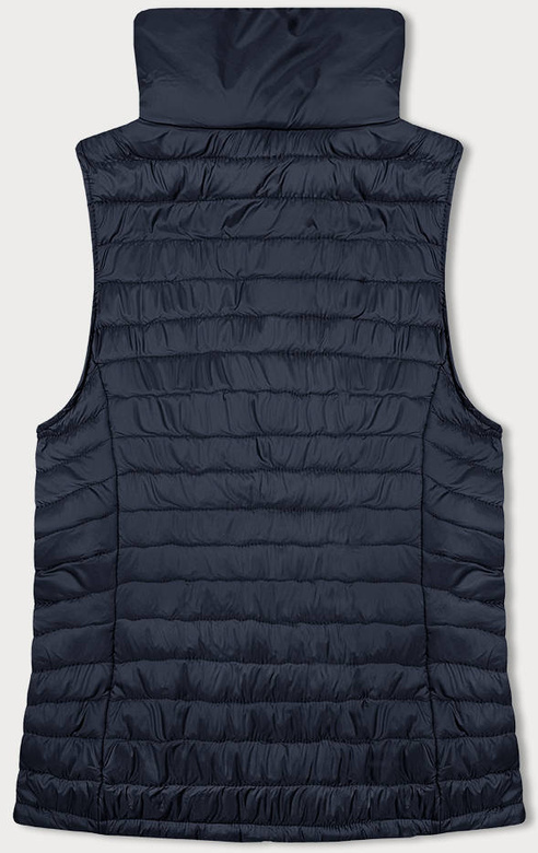 Granatowy przejściowy leciutki bezrękawnik kamizelka ze stójka