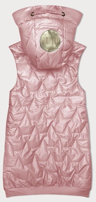 Różowy dwukolorowy czadowy bezrękawnik kamizelka damska z kapturem ściągacz