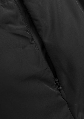 Czarny dwustronny pikowany bezrękawnik z kapturem