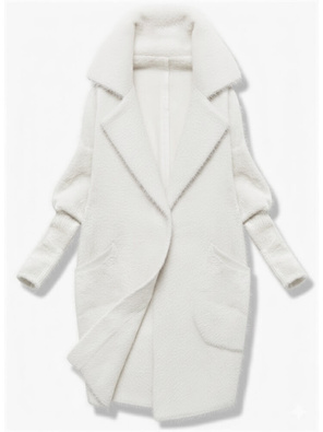 Ecru damska narzutka alpaka wełniana