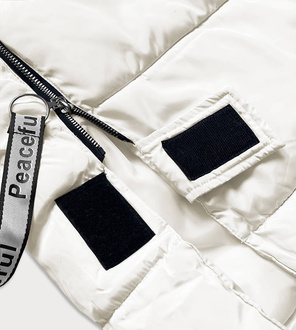 Ecru długa zimowa kurtka puchowa płaszczyk