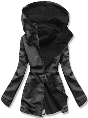 Czarno szara damska przejściowa kurtka parka