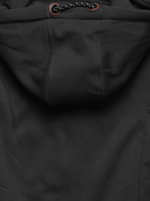 Czarna długa bluza z zamszową wstawką zapinana na suwak z kapturem