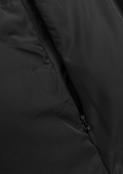 Czarny dwustronny pikowany bezrękawnik z kapturem