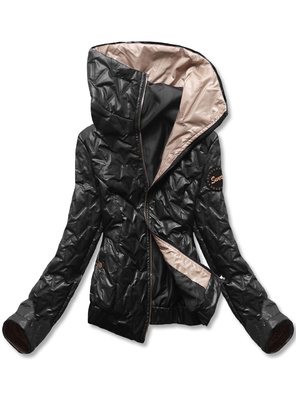 Czarna damska lekka pikowana kurtka przejściowa ze stójką