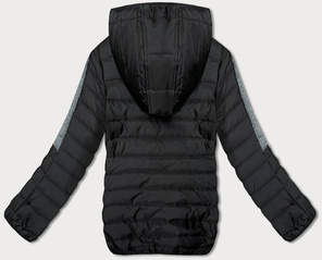 Czarna twarzowa sportowa kurtka pikowana z kapturem