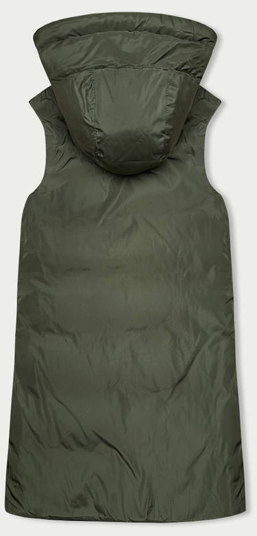 Czarno zielony długi dwustronny damski bezrękawnik kamizelka z kapturem