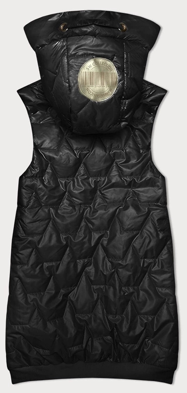 Czarny dwukolorowy czadowy bezrękawnik kamizelka damska z kapturem