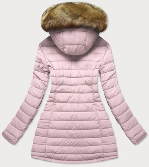 Granatowo-różowa dwustronna damska pikowana zimowa kurtka 