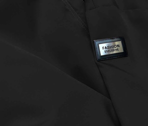 Czarna kurtka płaszcz z ozdobnymi lampasami we wzory z kapturem