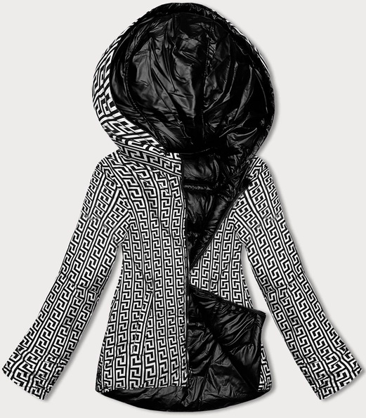 Czarna dwustronna lekka kurtka z kapturem azteckie wzory