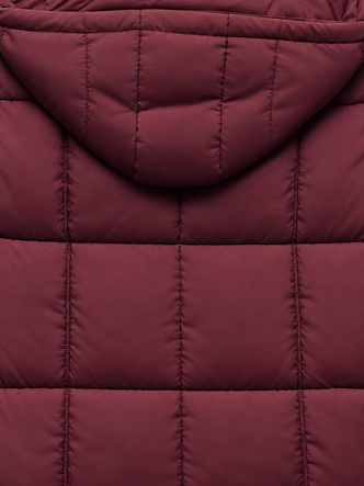 Damska kapitalna puffer kurtka damska z kapturem bordowa netmoda 
