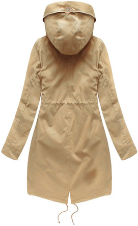 Beżowa zimowa ciepła kurtka parka na futrze PLUSZIZE