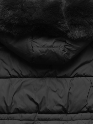 Czarna rewelacyjna damska zimowa kurtka z kapturem netmoda