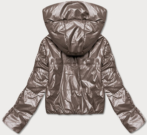 Cappuccino błyszcząca kurtka przejściowa na suwak