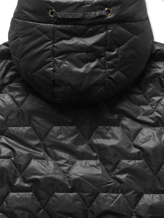 Czarny damski bezrękawnik kamizelka z kapturem