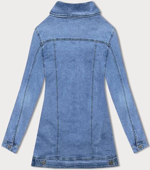Niebieska jeansowa kurtka przejściowa narzutka sukienka płaszcz na guziki