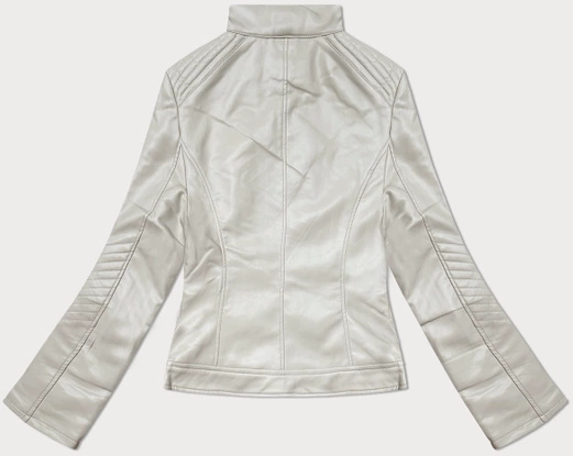 Jasnobeżowa fenomenalna damska kurtka skórzana stójka