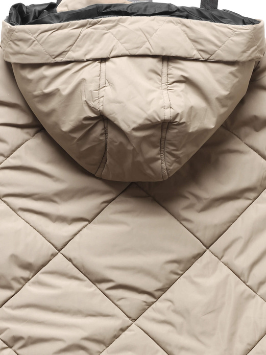 Jasnobeżowa zimowa długa kurtka płaszczyk