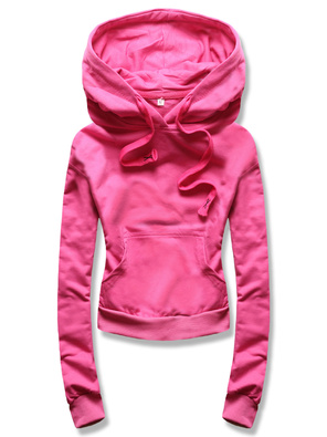 Różowa bluza z kapturem basic kangurka gładka wygodna sportowa dresowa