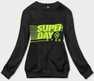 Czarna wygodna bluza sportowa z nadrukiem SUPER DAY SPORT