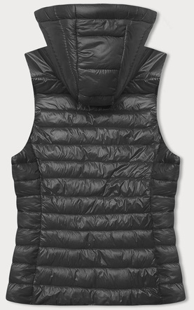 Grafitowy lekki pikowany dopasowany bezrękawnik kamizelka z kapturem