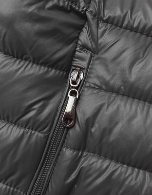 Grafitowy lekki pikowany dopasowany bezrękawnik kamizelka z kapturem